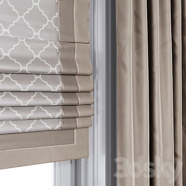 Curtain brown 3DS Max Model - thumbnail 3