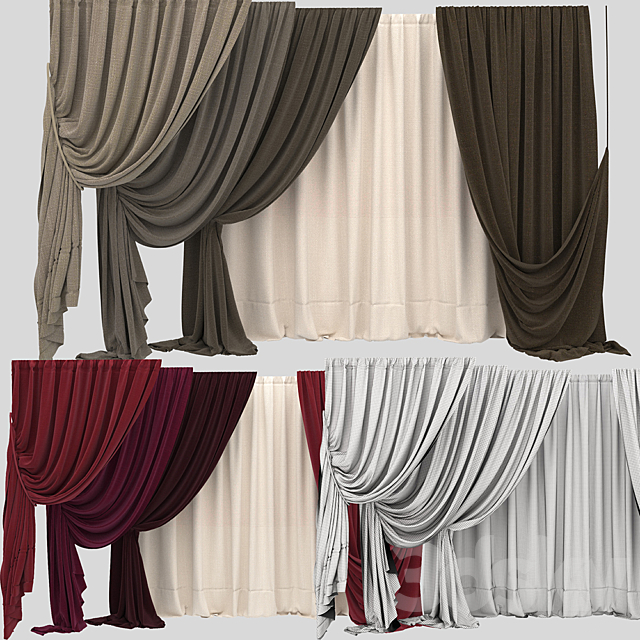 Curtain collection 10 3ds Max - thumbnail 1