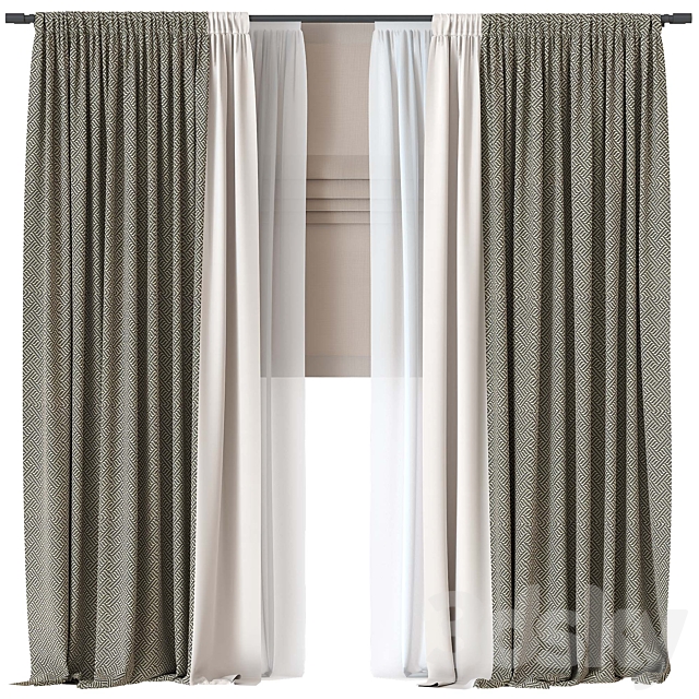 Curtain For interior N075 3ds Max - thumbnail 1