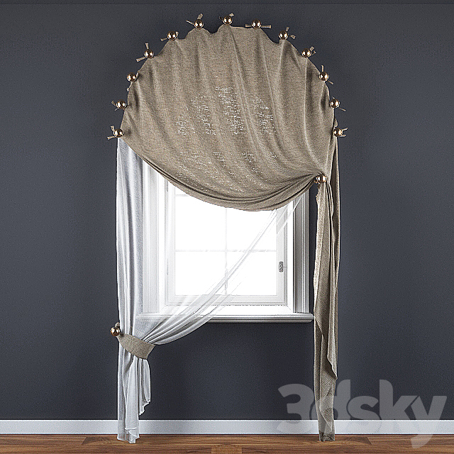 Curtain for the arched window 3DSMax File - thumbnail 1