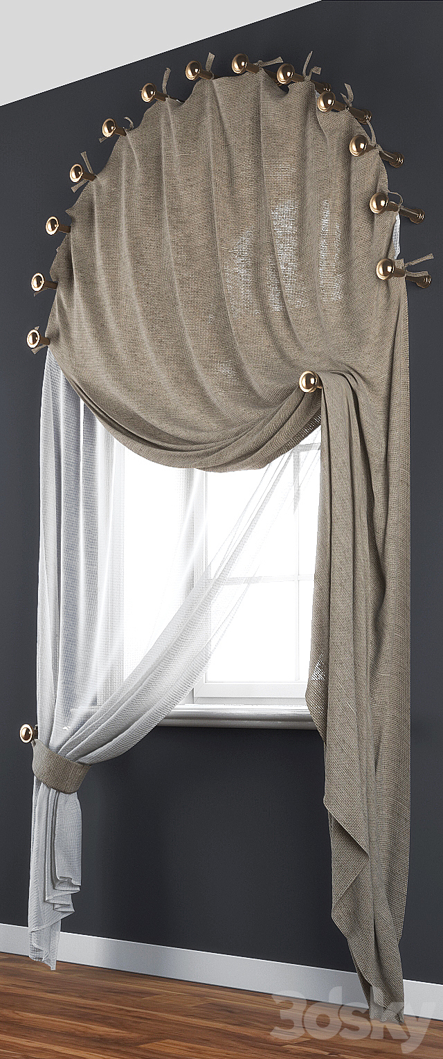 Curtain for the arched window 3DSMax File - thumbnail 2