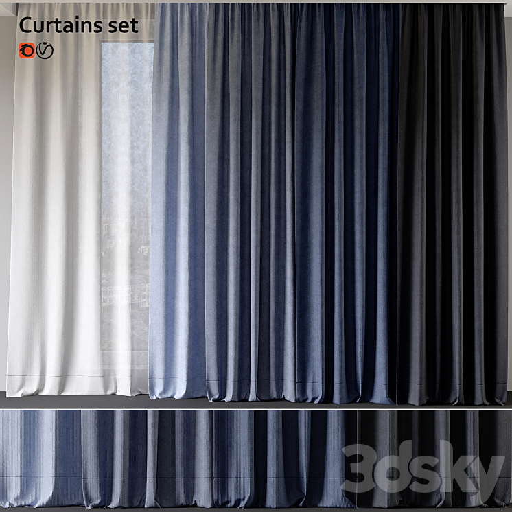 Curtain Set 3DS Max Model - thumbnail 1