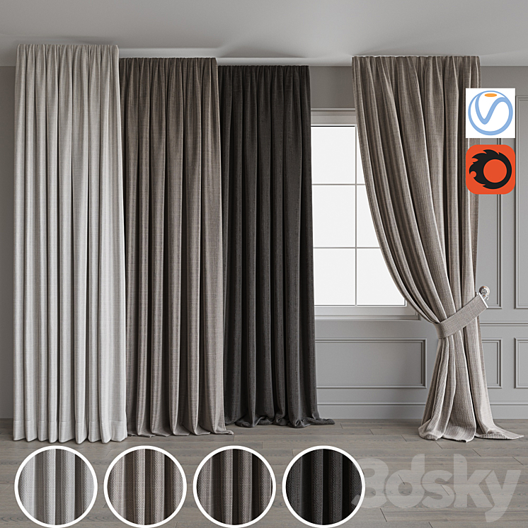 Curtain set 80 3DS Max - thumbnail 1