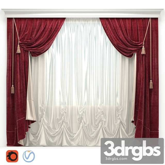 Curtain Velvet With Tassels 01 3dsmax Download - thumbnail 1