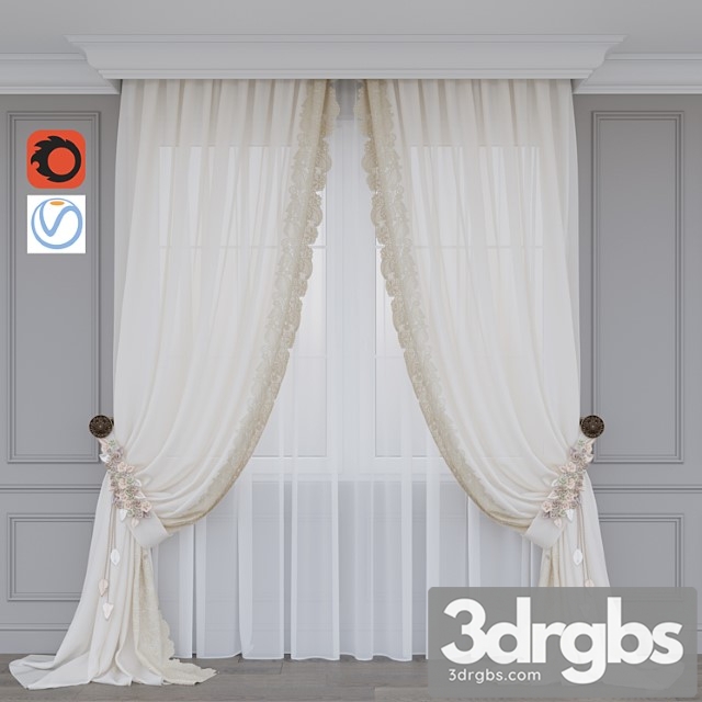 Curtain With Flowers 3dsmax Download - thumbnail 1