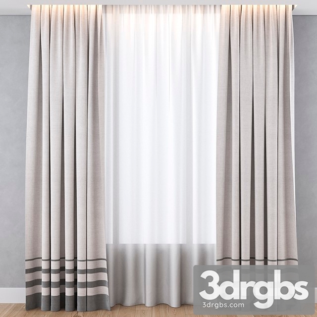 Curtain with gray stripes - thumbnail 1