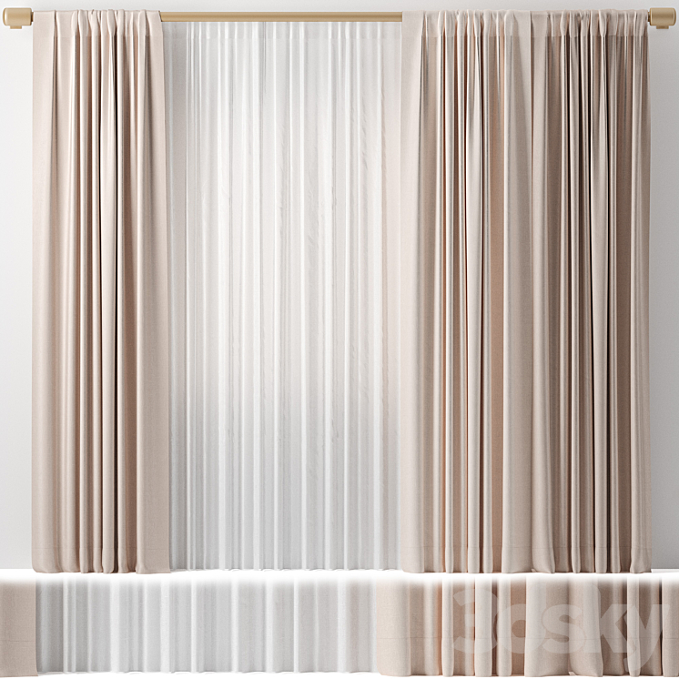 Curtains 02 3DS Max Model - thumbnail 1