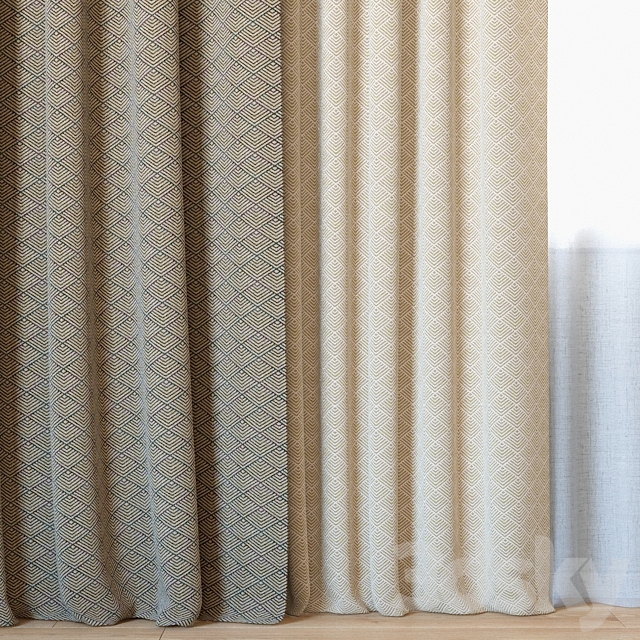 Curtains 100 | Curtains with Tulle | Fabricut | Vicenza 3DS Max Model - thumbnail 2