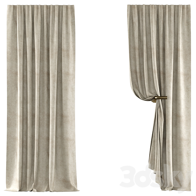 Curtains 122 | Rh Baby & Child | Luster Velvet Tie-Top 3ds Max - thumbnail 2