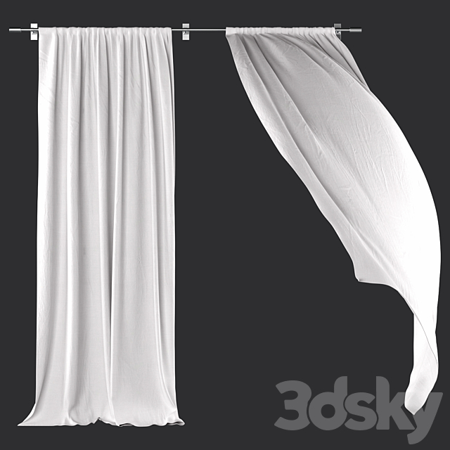 Curtains 134 | White Linen | Wind 3DSMax File - thumbnail 2