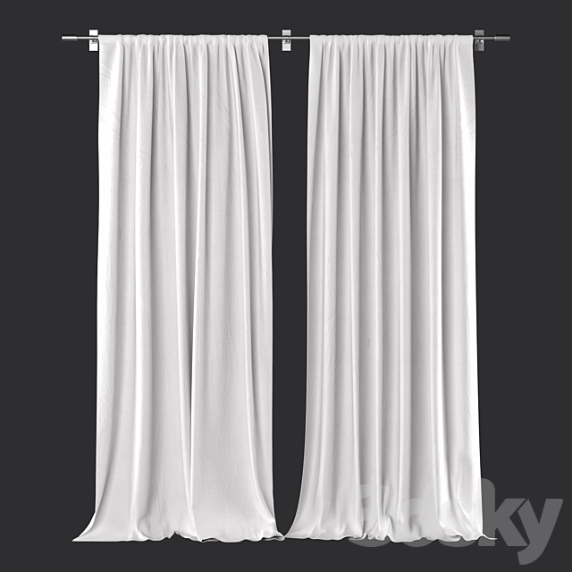 Curtains 134 | White Linen | Wind 3DSMax File - thumbnail 3