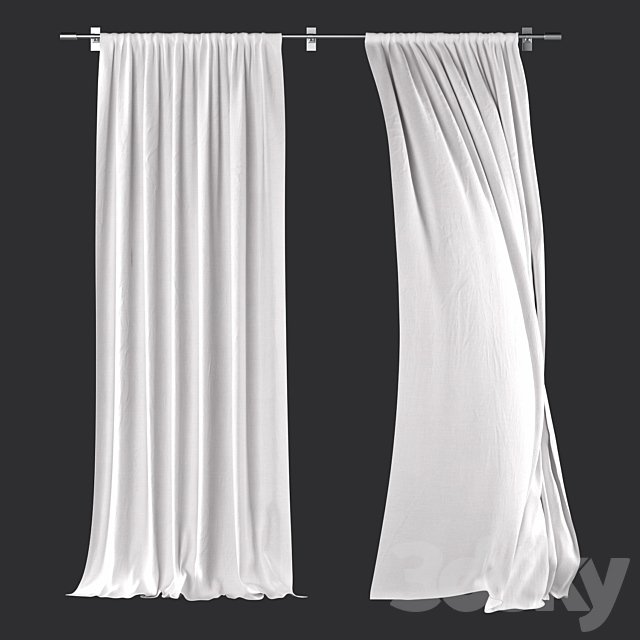 Curtains 134 | White Linen | Wind 3DSMax File - thumbnail 4