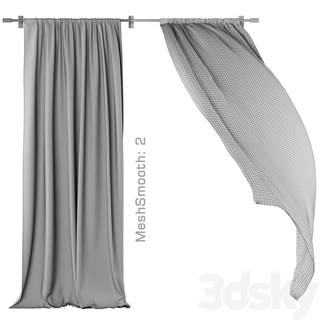 Curtains 134 | White Linen | Wind 3DSMax File - thumbnail 5