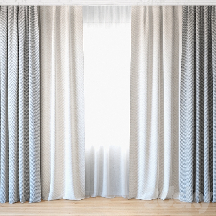 Curtains 32 | Curtains with tulle 3DS Max - thumbnail 1