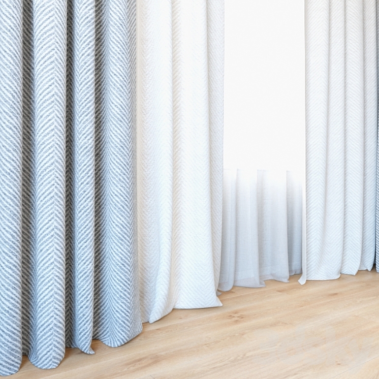 Curtains 32 | Curtains with tulle 3DS Max - thumbnail 2