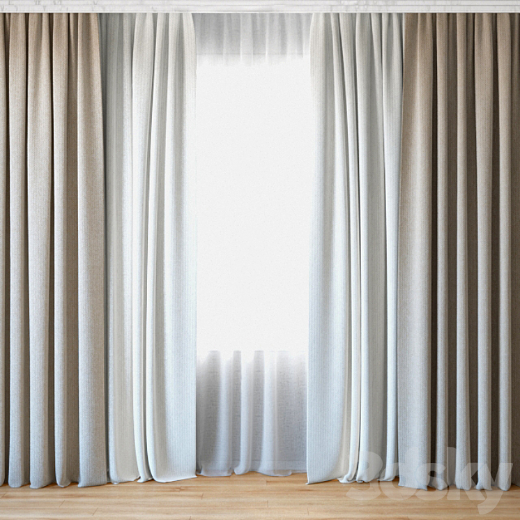 Curtains 46 | Curtains with tulle 3DS Max - thumbnail 1