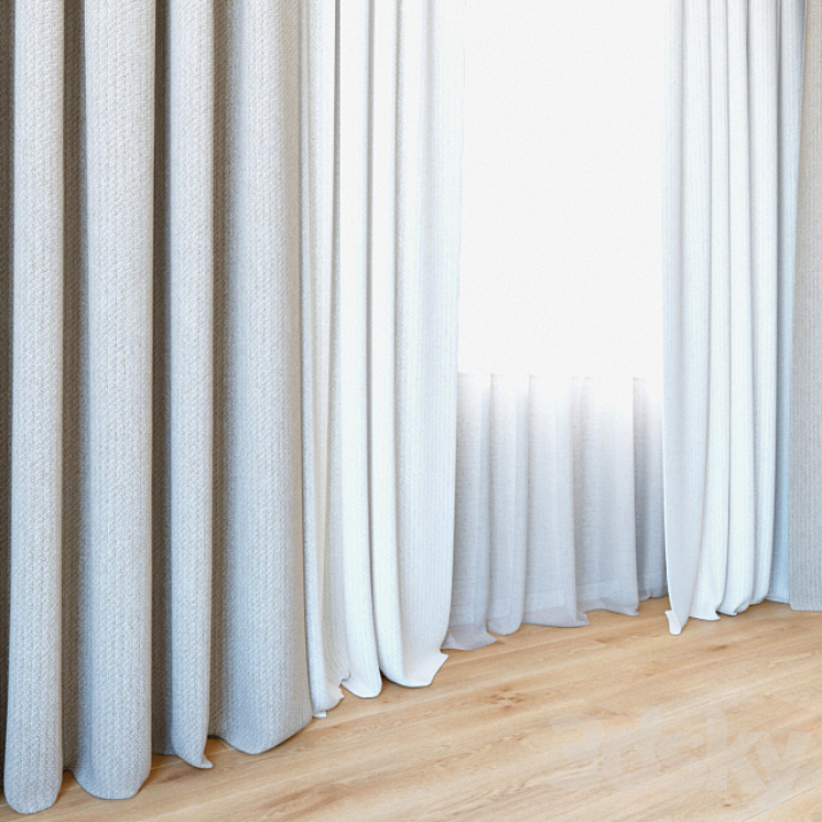 Curtains 46 | Curtains with tulle 3DS Max - thumbnail 2