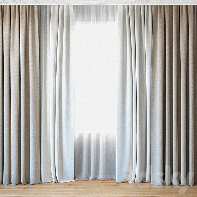 Curtains 46 | Curtains with tulle 3DSMax File - thumbnail 1