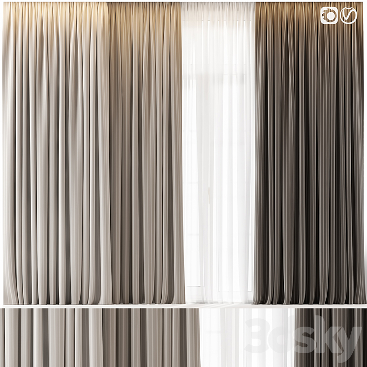 Curtains 52 3DS Max Model - thumbnail 1