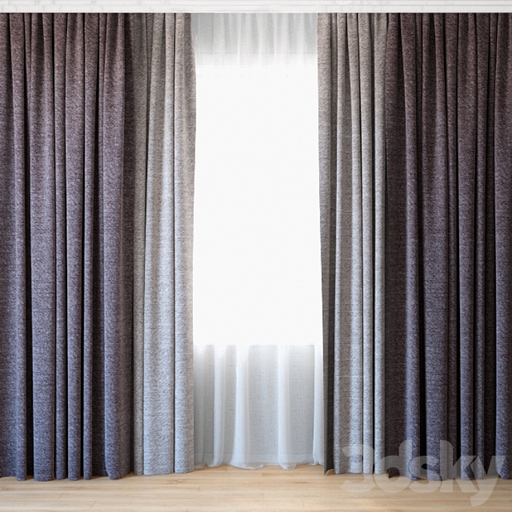 Curtains 60 | Curtains with tulle 3DS Max - thumbnail 1