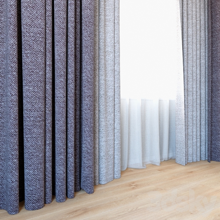 Curtains 60 | Curtains with tulle 3DS Max - thumbnail 2