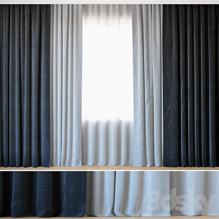 Curtains 91 | Curtains with Tulle | ROHI | Topia 3DS Max - thumbnail 1