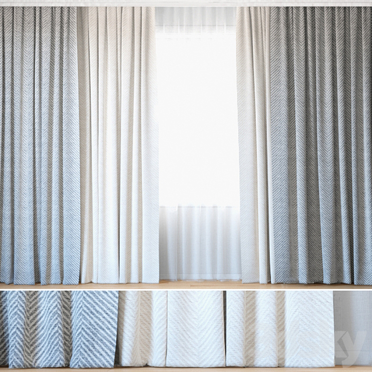 Curtains 94 | Curtains with Tulle | Backhausen | Rebbio grande 3DS Max - thumbnail 1