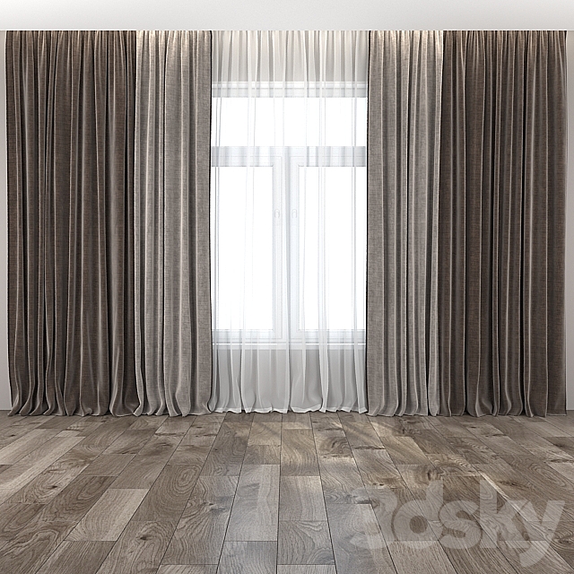 Curtains and tulle 14 3DS Max Model - thumbnail 1