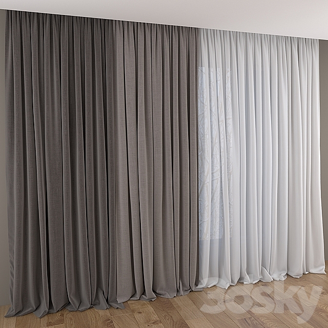 Curtains and tulle 3DS Max Model - thumbnail 2