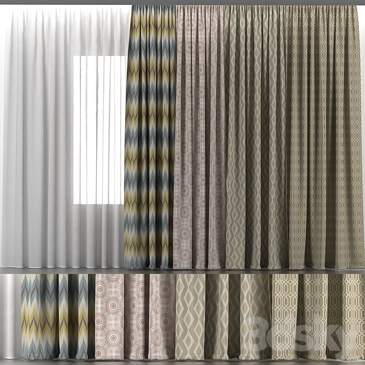 Curtains and tulle 5 3DS Max Model - thumbnail 1