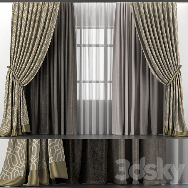 Curtains and tulle 9 3ds Max - thumbnail 1