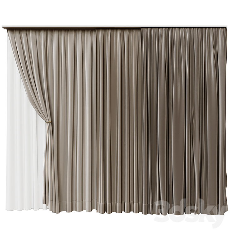 Curtains beige 3DS Max - thumbnail 1