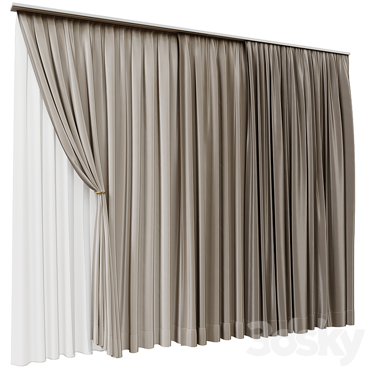 Curtains beige 3DS Max - thumbnail 2