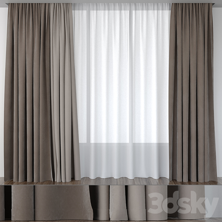 Curtains beige-brown 3DS Max - thumbnail 1