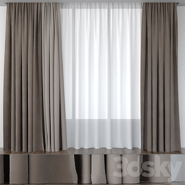 Curtains beige-brown 3DSMax File - thumbnail 1