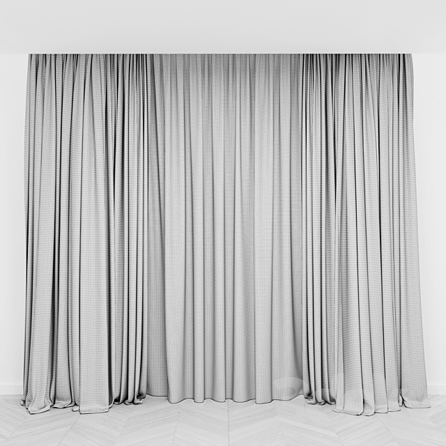 Curtains beige with tulle | Modern curtains 3DSMax File - thumbnail 2