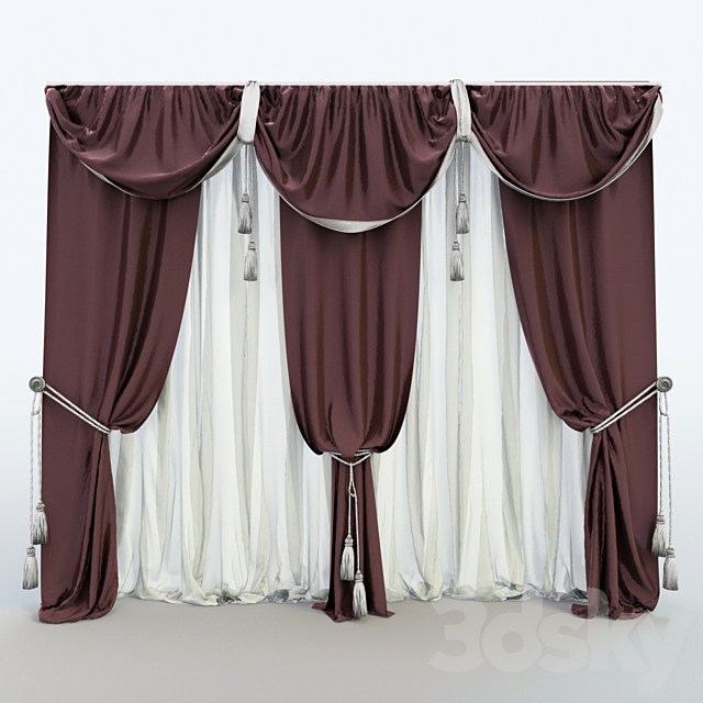 Curtains classic. 3DS Max Model - thumbnail 1