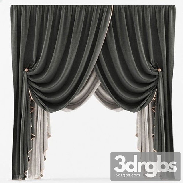 Curtains Classic BW 3D Model 3dsmax Download - thumbnail 1