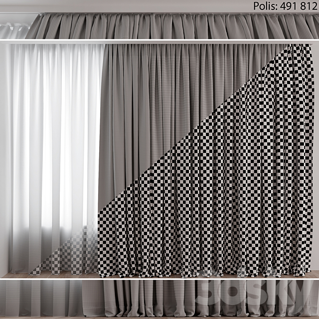 Curtains №3 3DS Max Model - thumbnail 2