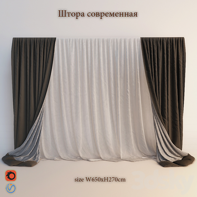 Curtains for the bedroom 3DS Max - thumbnail 1