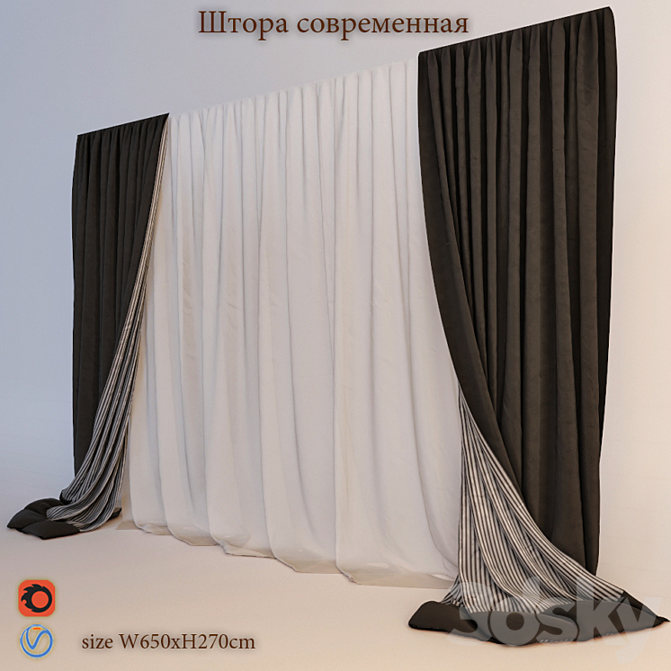 Curtains for the bedroom 3DS Max - thumbnail 2