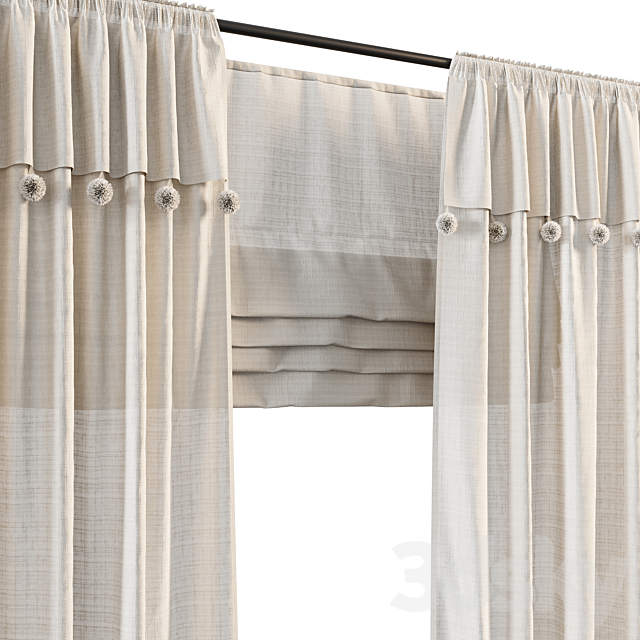 Curtains for the children`s room 3DS Max Model - thumbnail 2