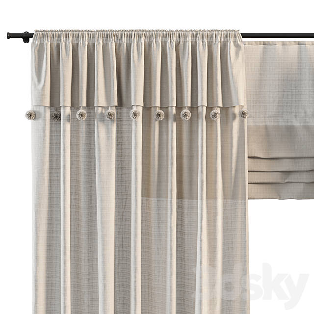 Curtains for the children`s room 3DS Max Model - thumbnail 3