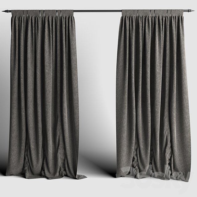 Curtains gray 3ds Max - thumbnail 1