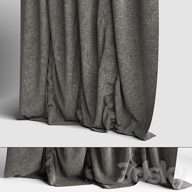 Curtains gray 3ds Max - thumbnail 2