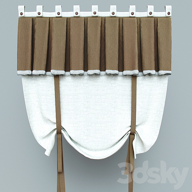 Curtains in country style 3ds Max - thumbnail 1