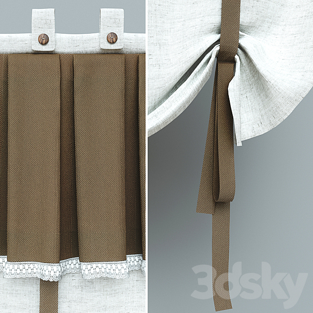 Curtains in country style 3ds Max - thumbnail 2