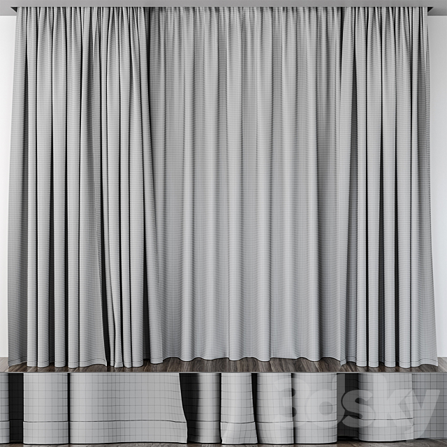 Curtains in the nursery yellow-gray 3ds Max - thumbnail 2