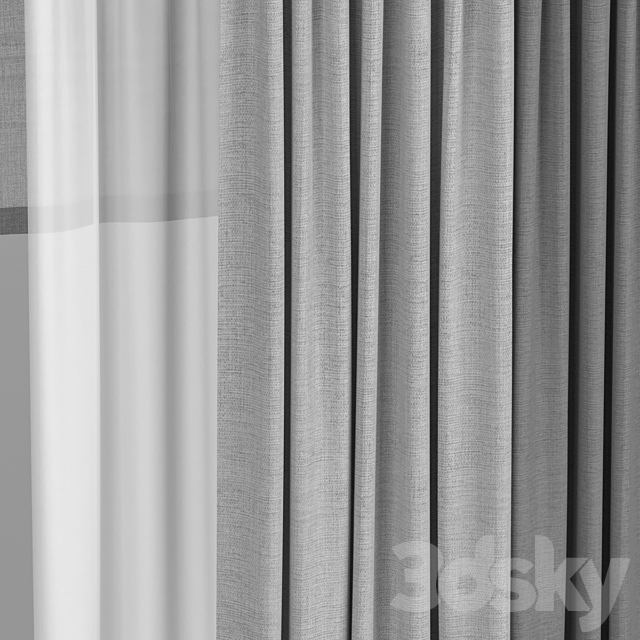 Curtains in two colors with roman 3DS Max Model - thumbnail 3