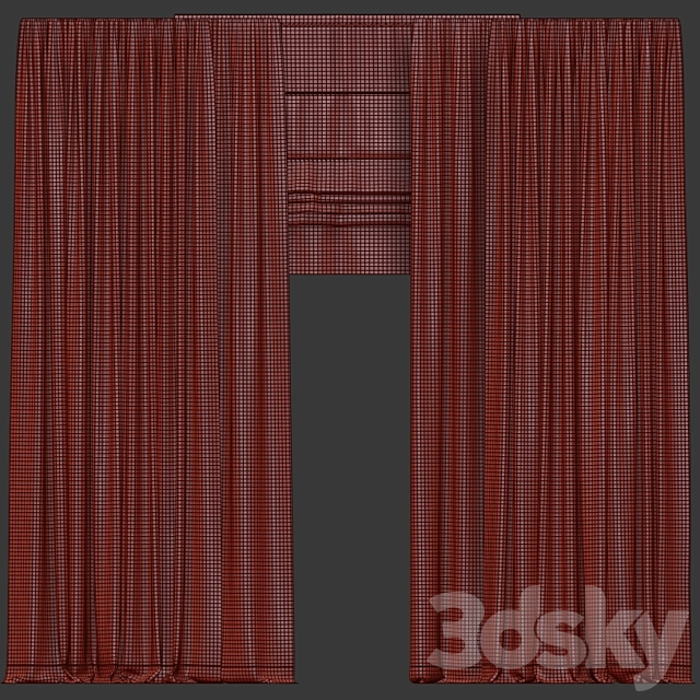 Curtains in two colors with roman 3DS Max Model - thumbnail 4